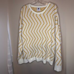 Like Love Women’s Graphic Crew Neck Sweater Size XL Yellow White